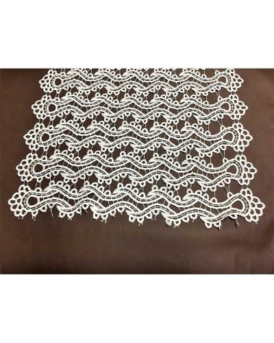 50 cm Tendina modello tirolese con asola in macramè colore panna alta 60 cm
