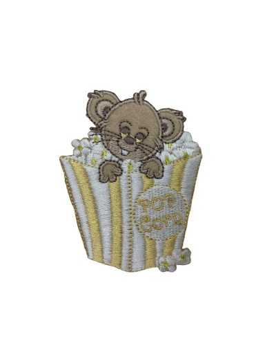 Application Thermo-adapted pop corn bear / Mickey Mouse embroidered 75 × 60 mm