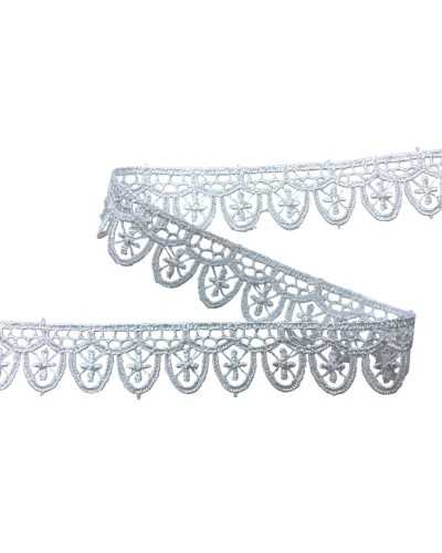 Lace trimmer white macramé stretch high cross 2 cm