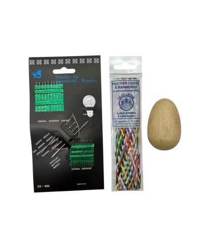 Set Cucito e Rammendo – 26 Aghi + Uovo in Legno + Treccia Filo Multicolori