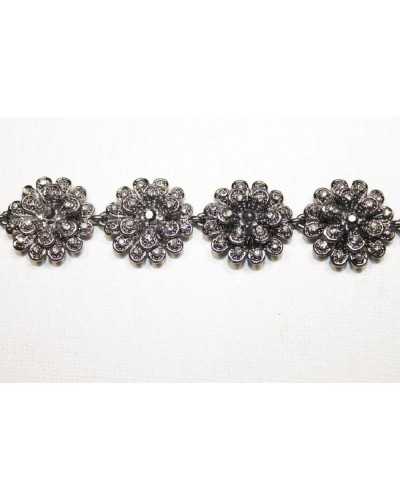 20 Cm Passementerie Bijou Perles Strass Fleur 25 Mm De Haut