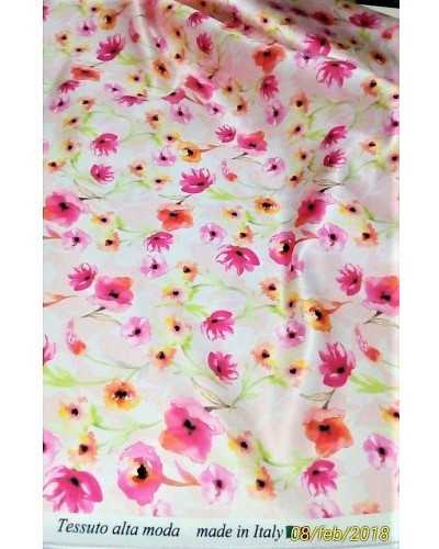 Tela de pura seda estampada digitalmente diseño floral con rosa de 150 cm de alto