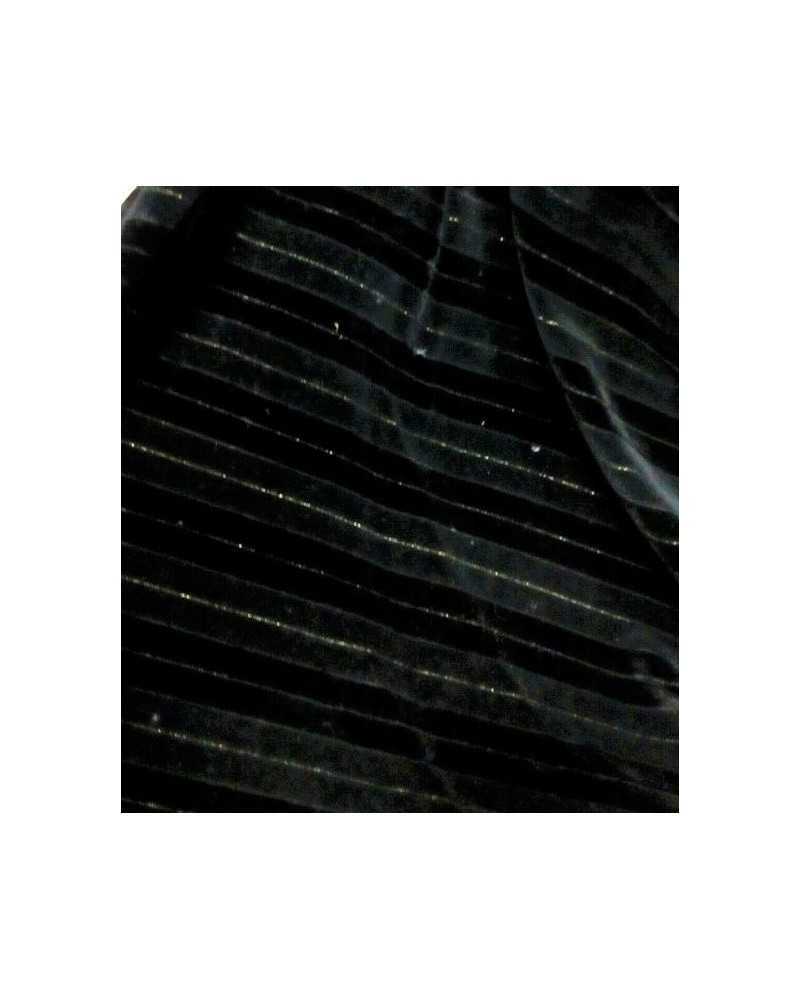 Schwarzer Samtstoff, horizontal gestreift, Goldfaden, Lurex, Höhe 150 cm