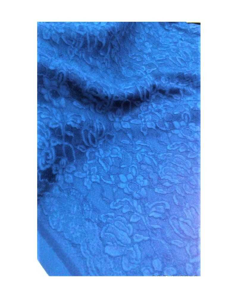 Tissu maille scuba base dentelle élastique bleu clair 150 cm de haut 