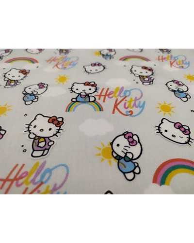 Tessuto Puro Cotone Stampato Hello Kitty Sanrio H 150