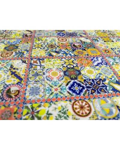 Tissu Microfibre Imprimé Majolica 50 cm H 150