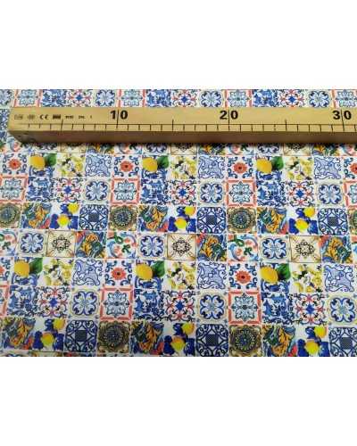 Tissu Microfibre Imprimé Majolica 50 cm H 150