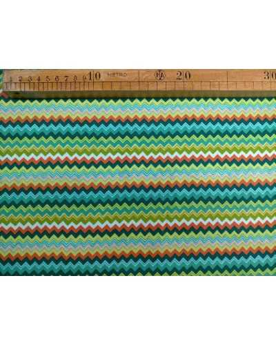 50 Cm Tessuto Puro Cotone Stampato Zig Zag Missoni H 150