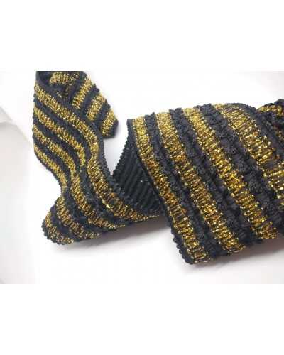 50 Cm Passementerie Élastique Chanel Rayé Doré Lurex Haut 7 Cm