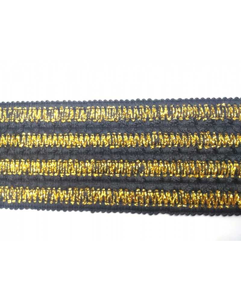 50 Cm Passamaneria Elastico Chanel Rigato Lurex Oro Alto 7 Cm