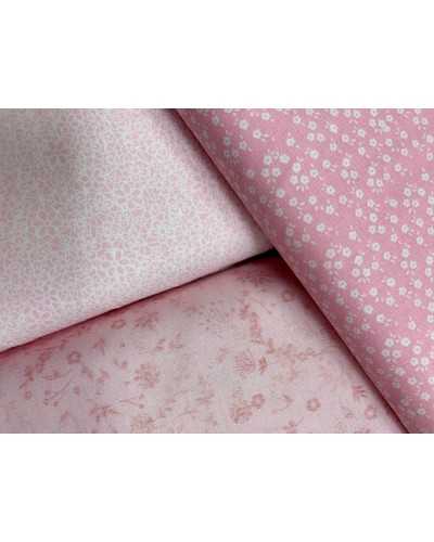 Tela de puro algodón de 50 cm con estampado de flores rosas Alt. 150