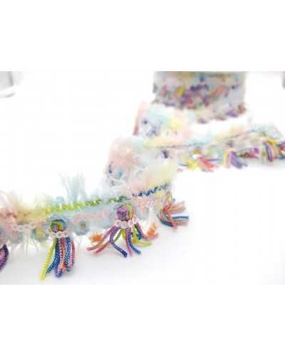 Trimmings Fringe Fur Multicolor Sewn Sequins High 3 Cm