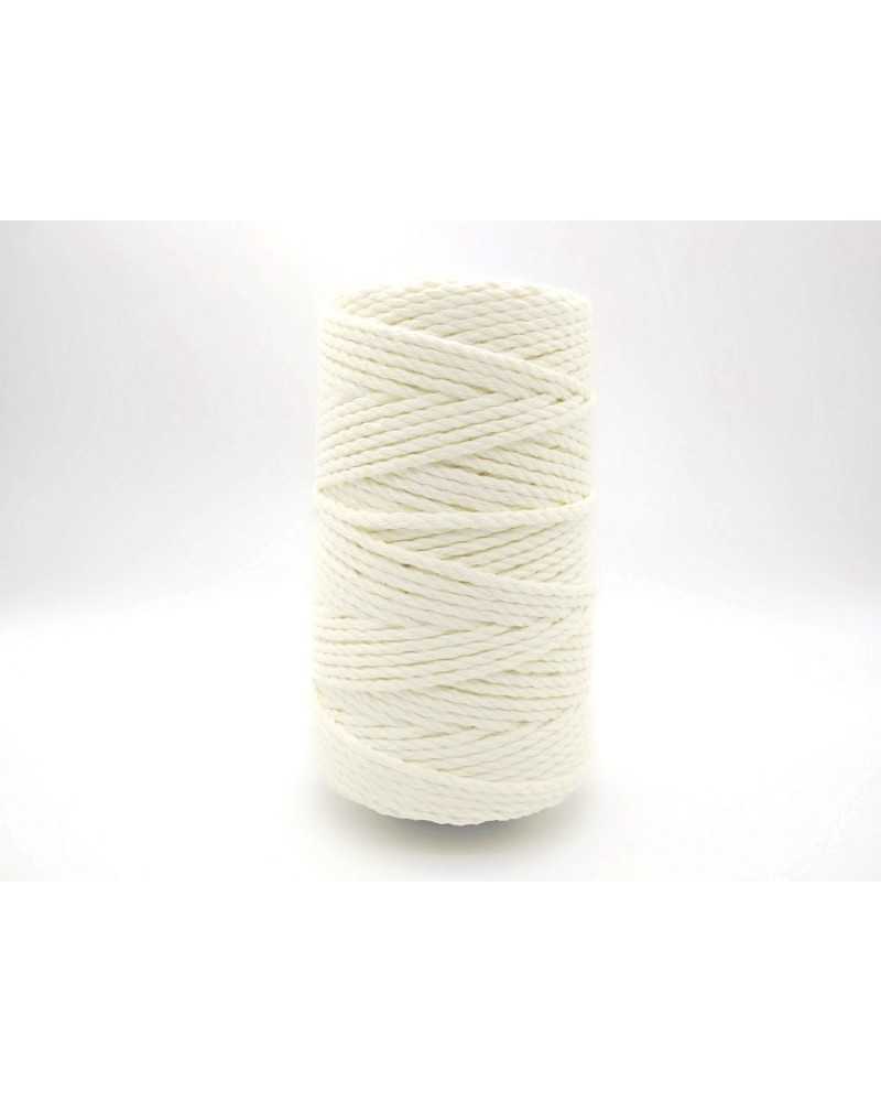 Filo Macramè Cordino 4 Mm Corda Cotone Spago Intrecciato 3 Capi 500 GR 130  Mt