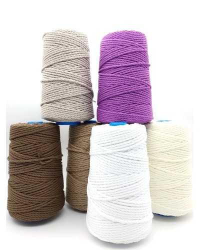 Makramee-Schnur, 4 mm, Baumwollseil, geflochtene Schnur, 3 Stränge, 500 g, 130 m