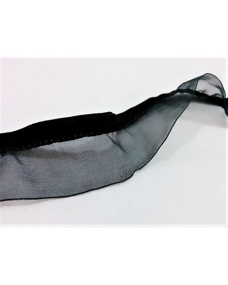 Besatzbordüre, Rüschen-Organza-Samtband, 3 cm hoch