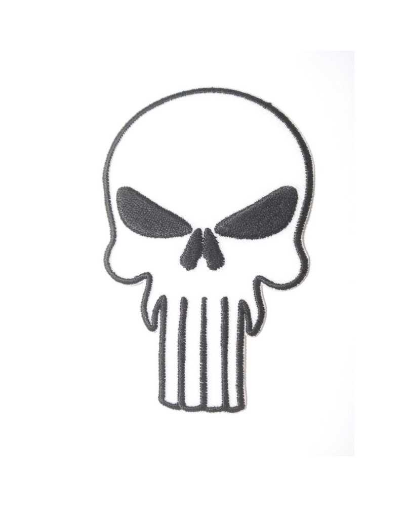 Application Skull Embroidery White Black Thermoadhesive Patch Patch 10x6 Cm