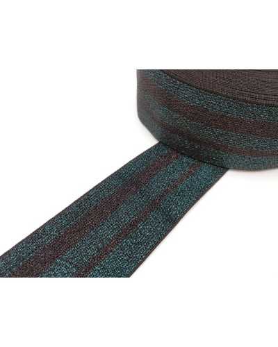 50 Cm Elastique Ressort Galon Rayé Lurex Vert Bronze Haut 5 Cm