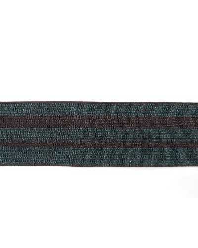 50 cm elastischer Federbesatz, gestreift, Lurex, grün-bronzefarben, Höhe 5 cm