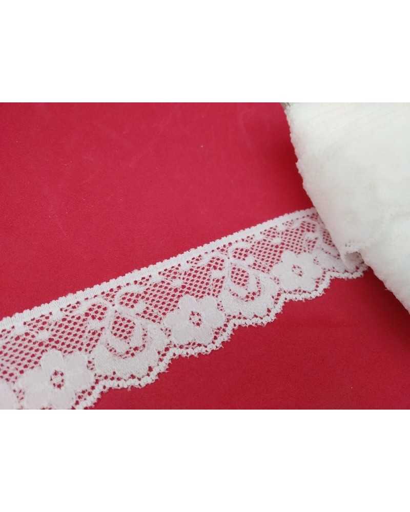 Pasamanería Encaje Elástico Flor Raschel Alto 3 Cm