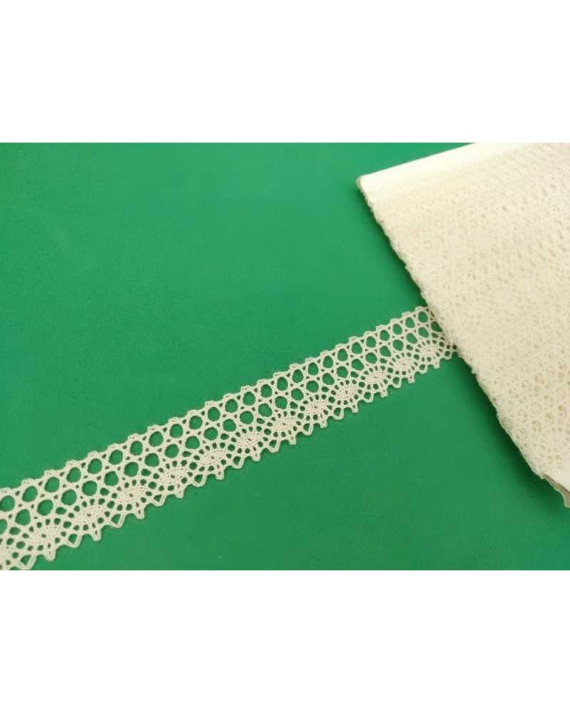 Pizzo Merletto Ricamato Cotone Punta Ecrù Alto 1,5 Cm