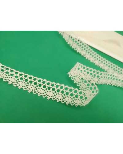 Dentelle Brodée Coton Pointe Ecru Haute 1,5 Cm