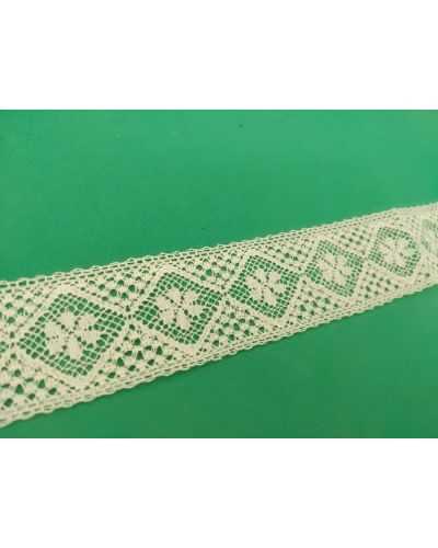 Dentelle Dentelle Brodée Valencienne Losange Fleur Cloison Pur Coton Haut 27 Mm