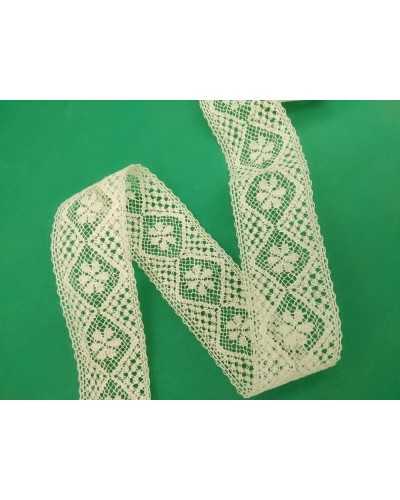 Dentelle Dentelle Brodée Valencienne Losange Fleur Cloison Pur Coton Haut 27 Mm
