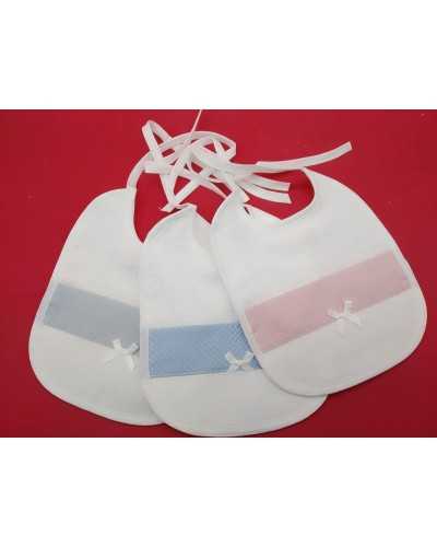 Bib White Bib Bow Aida Cotton Terry Embroidery Bio Polka Dot Ribbon 22x18 Cm