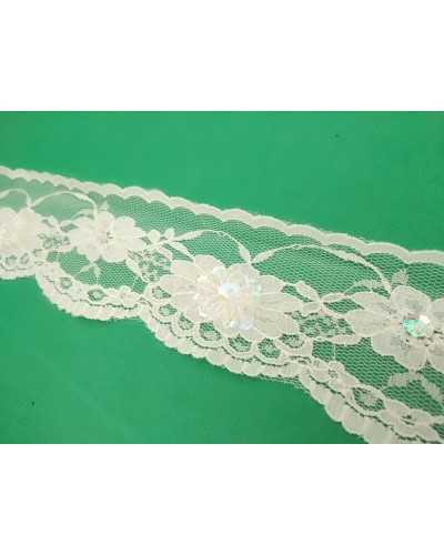 Puntilla Puntilla Raschel Punta Tul Crema Festoneada 4 cm de altura