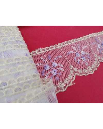 Lace Tulle Ecru Embroidered Flower High 6 Cm