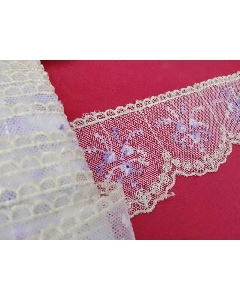 Lace Tulle Ecru Embroidered Flower High 6 Cm