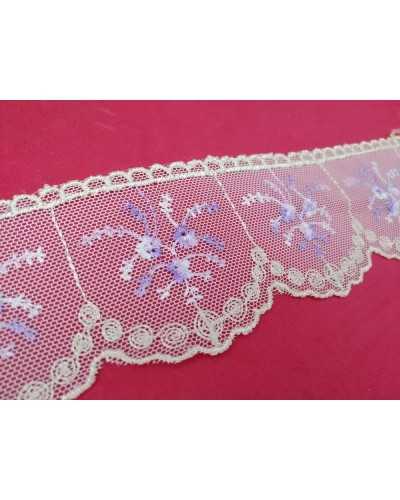 Encaje Tul Crudo Flor Bordada Alto 6 Cm