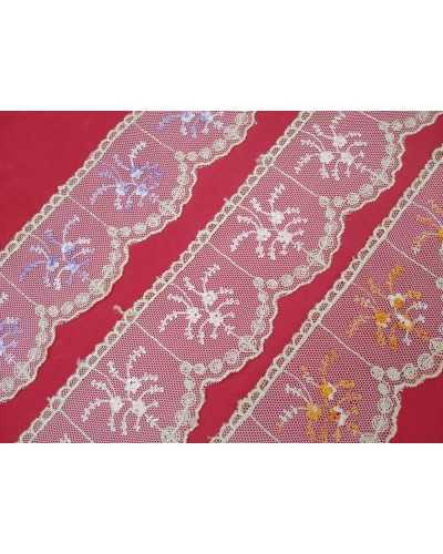 Lace Tulle Ecru Embroidered Flower High 6 Cm