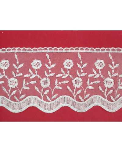 Garnituren, Spitze, Organza, weiße Stickerei, Spitze, Blumenblatt, glänzend, 11 cm hoch