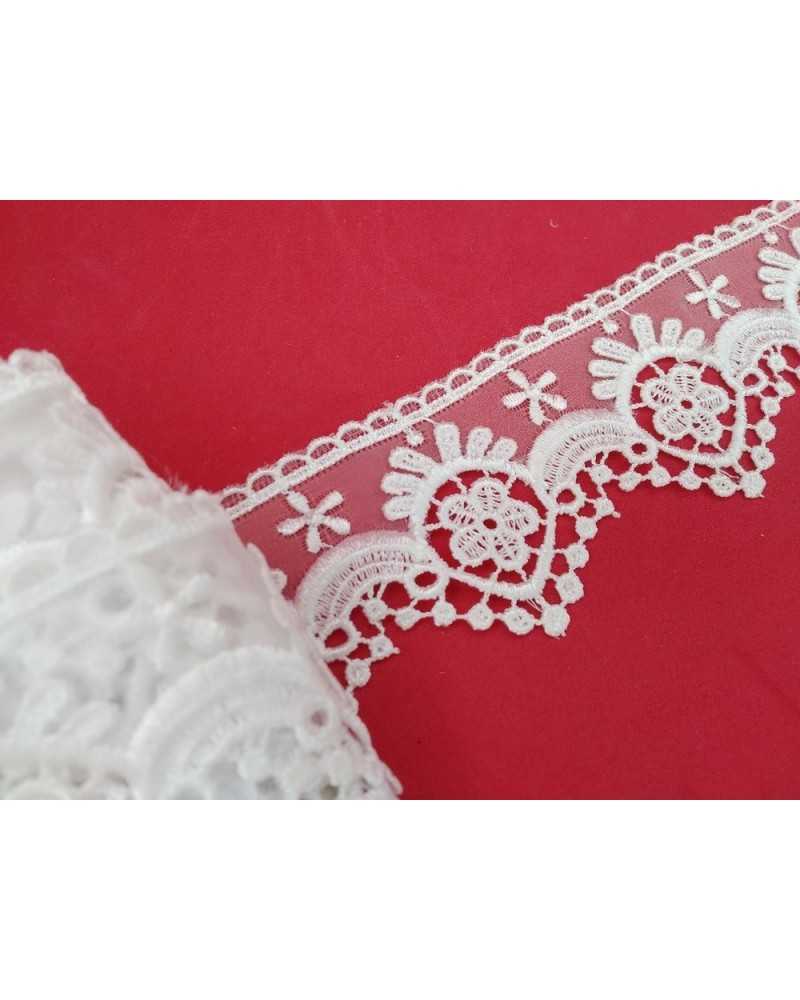 Garnituren, Spitze, Makramee, Organzaspitze, Stickerei, weiße Blume, 6 cm hoch