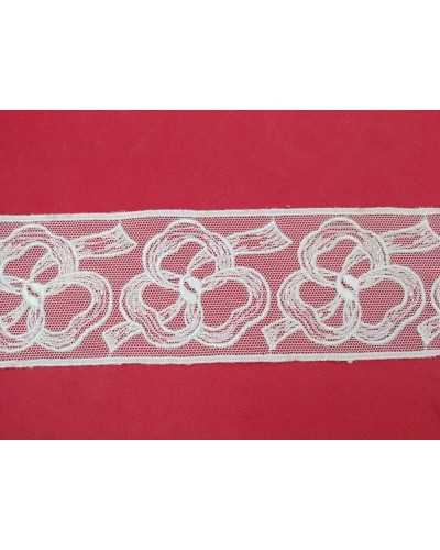 Embroidered tulle partition white flower design 5 cm high cut by 8 mt stok 