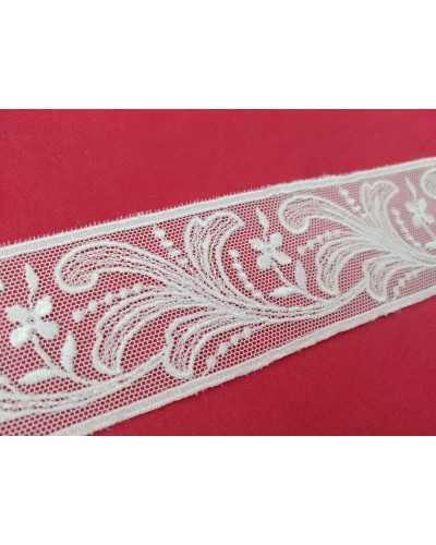 Dentelle Tulle Blanc Broderie Fleur Feuille Cloison 4 cm de haut