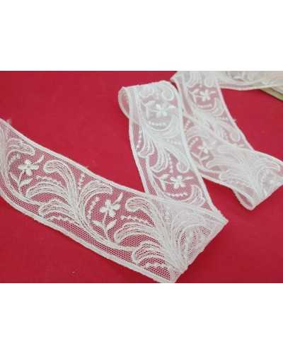 Dentelle Tulle Blanc Broderie Fleur Feuille Cloison 4 cm de haut