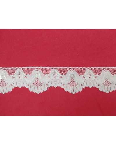 Dentelle Tulle Raschel Élastique Blanc Brodé Tubes Festonnés Paillettes Facettes Haut 3 Cm