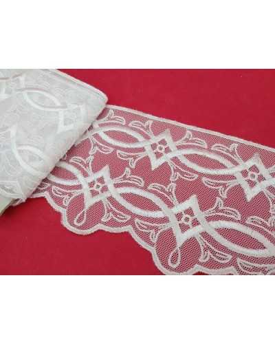 Lace Tulle Embroidered White Rhombus Cotton High 85 Mm