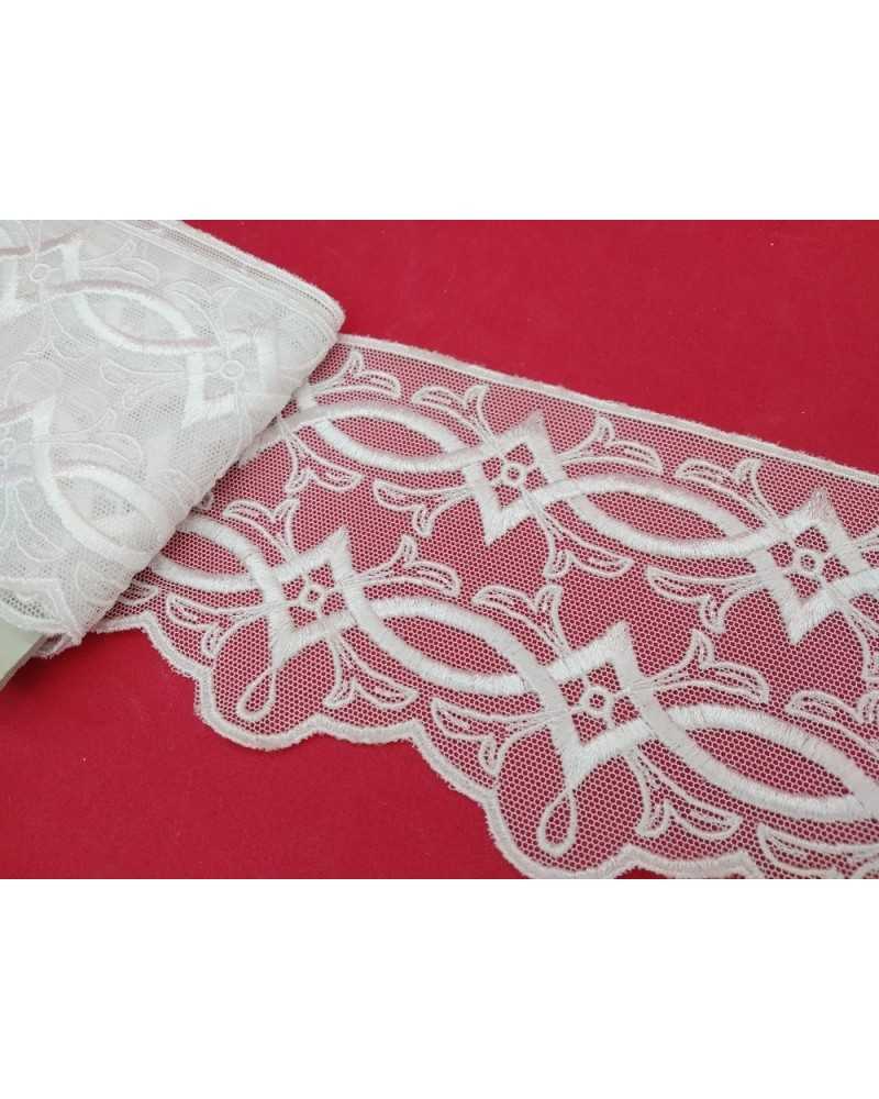Lace Tulle Embroidered White Rhombus Cotton High 85 Mm