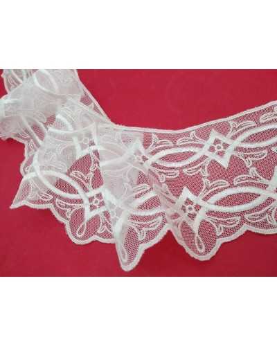 Lace Tulle Embroidered White Rhombus Cotton High 85 Mm