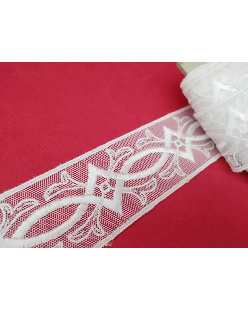 White Tule Lace Embroidered Partition Edge High 4 Cm