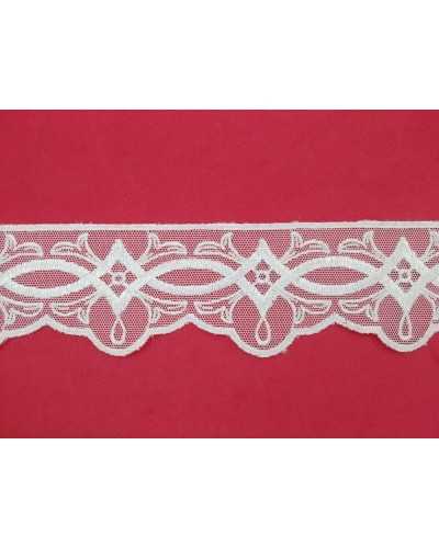 Passementerie Dentelle Tulle Blanc Broderie Losanges 45 Mm De Haut
