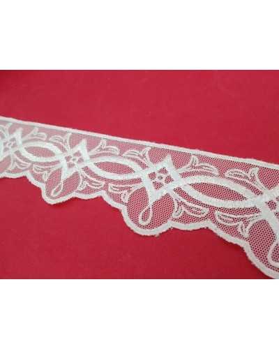 Passementerie Dentelle Tulle Blanc Broderie Losanges 45 Mm De Haut