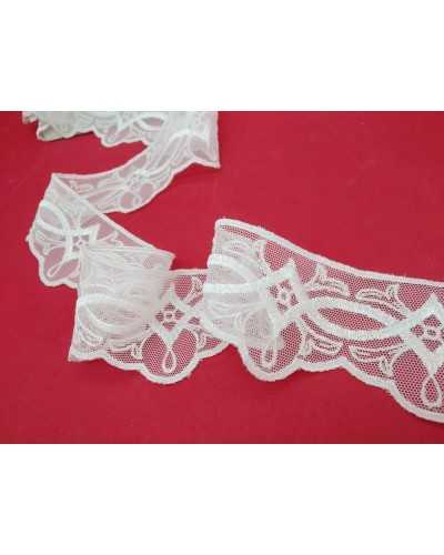 Passementerie Dentelle Tulle Blanc Broderie Losanges 45 Mm De Haut