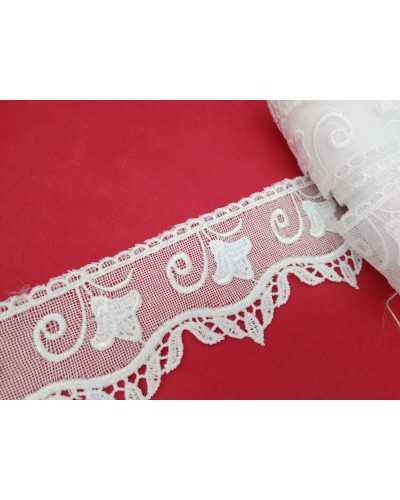 Trimmings Macrame Lace Tulle Scalloped Flowers White High 6 Cm