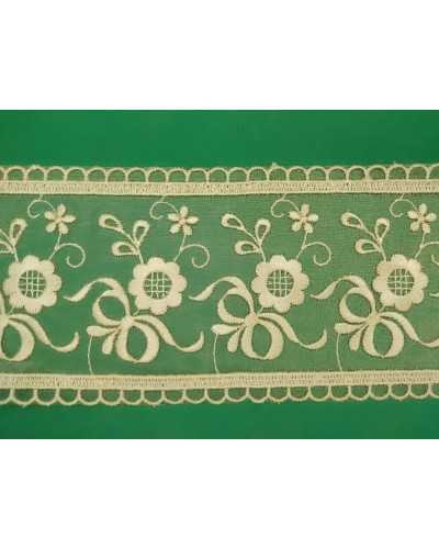 Encaje Encaje Organza Bordado Flor Arco Partición Cenefa Crudo Alto 10 Cm
