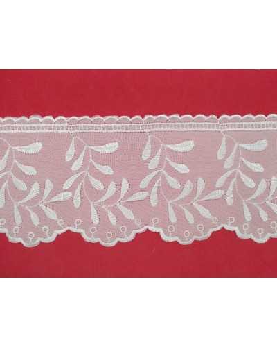 Besätze, weiße Organza-Spitze, gewellte Blattstickerei, 9 cm hoch