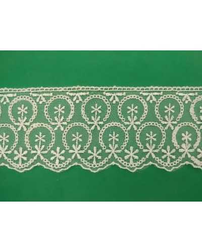 Passementerie Dentelle Organza Brodée Pointe Cercle Design Étoile Crème 6 cm de haut